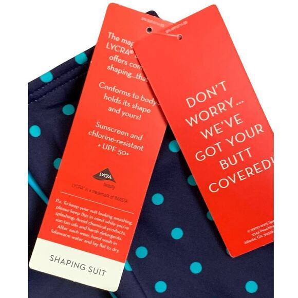 SPANX Navy Splash Polka Dot Skirited Shaping Bikini Bottom - Size 12 - Picture 6 of 10